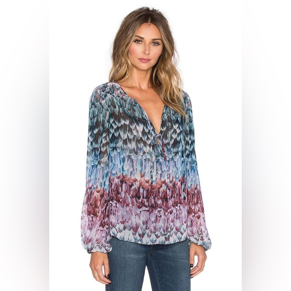 BCBG MAXAZRIA | DUSTY ELM EVANNA Chiffon Blouse - Picture 1 of 6